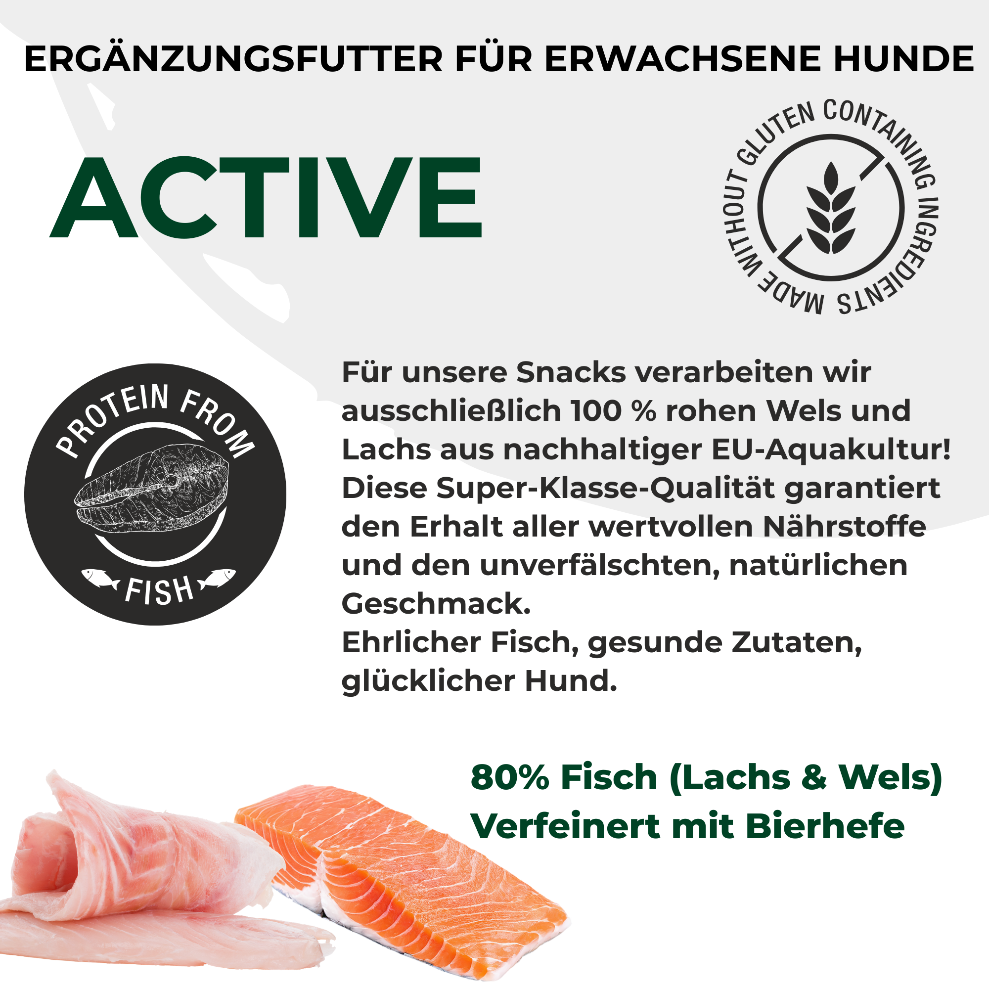 PETEFCO | ACTIVE BITES | 80% Fish | 6x100g | recompensa pentru caini