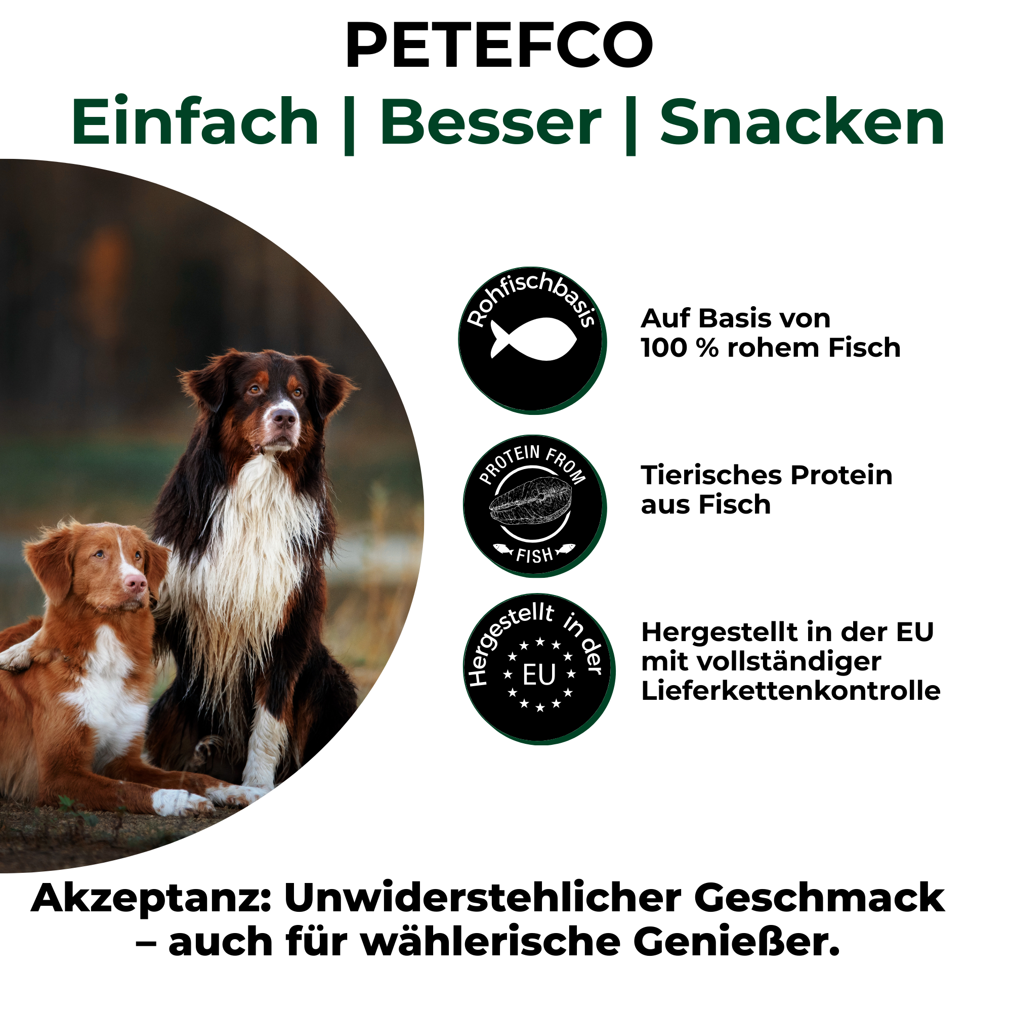 PETEFCO | ACTIVE BITES | 80% Fish | 6x100g | recompensa pentru caini