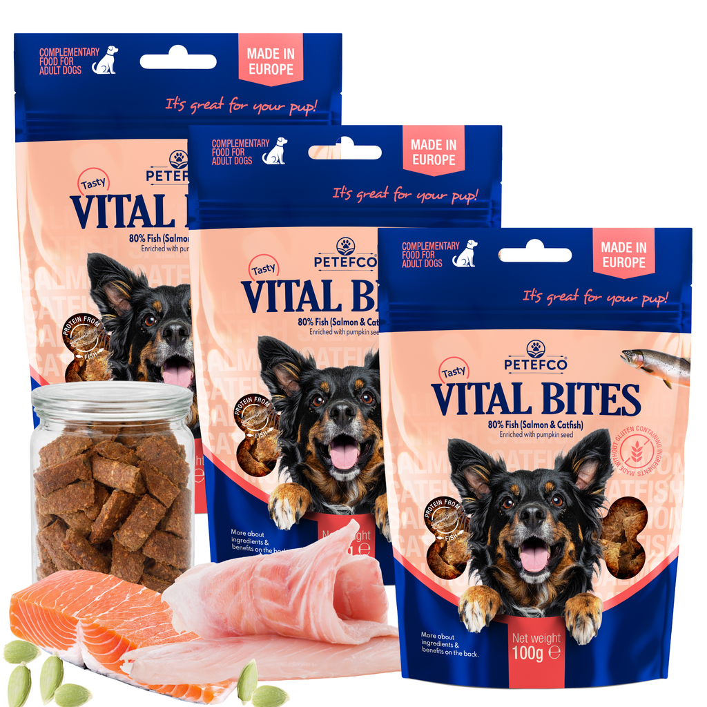 PETEFCO | VITAL BITES | 80% Fish | 3x100g | recompensa pentru caini